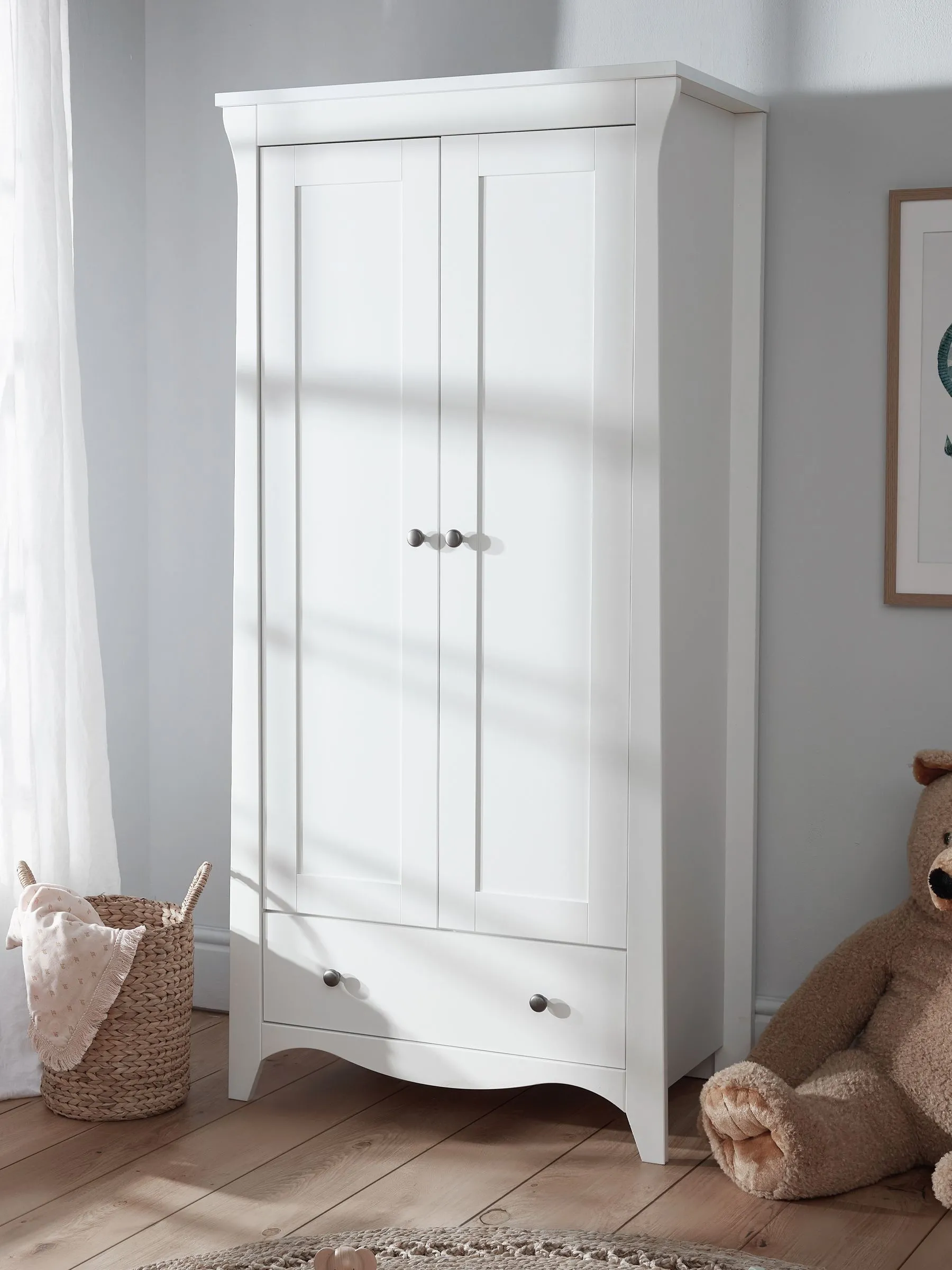 CuddleCo White Clara 2 Door Nursery Wardrobe