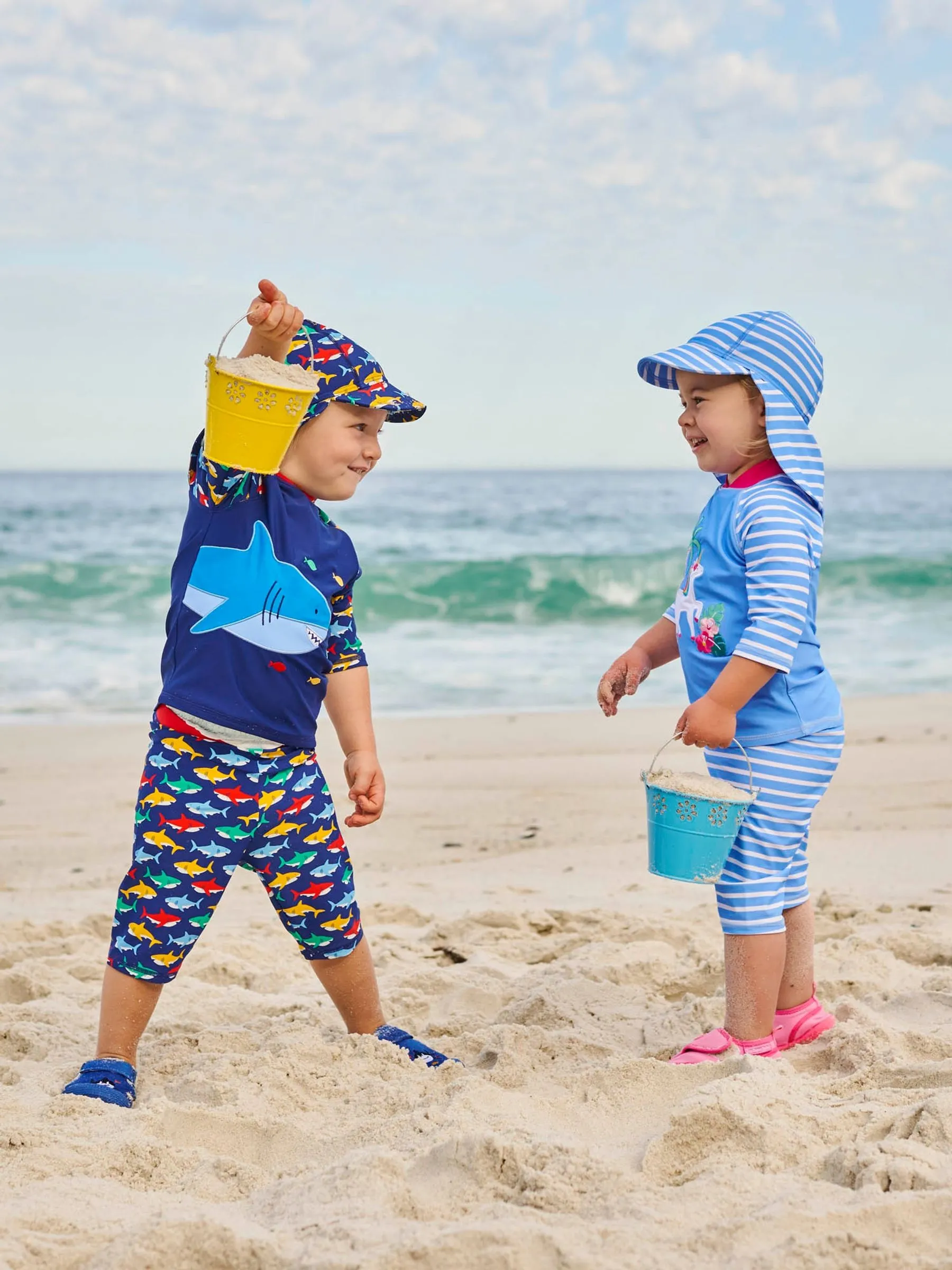 Cornflower Kids' Stripe Flap Sun Protection Hat