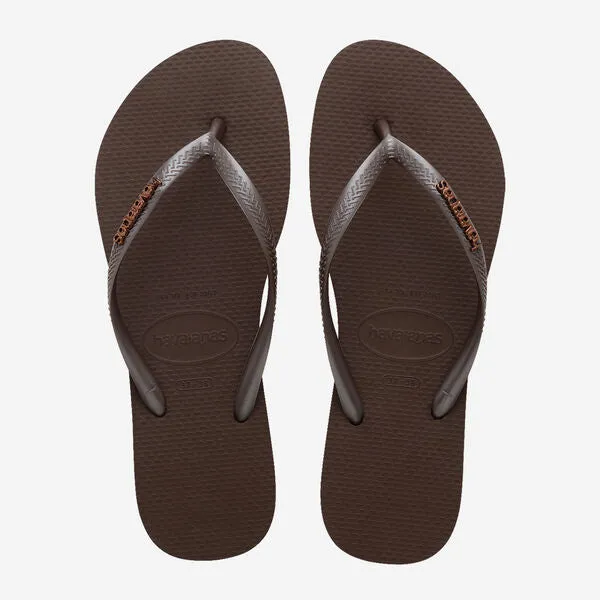 Havaianas Slim Logo Metallic in Brown