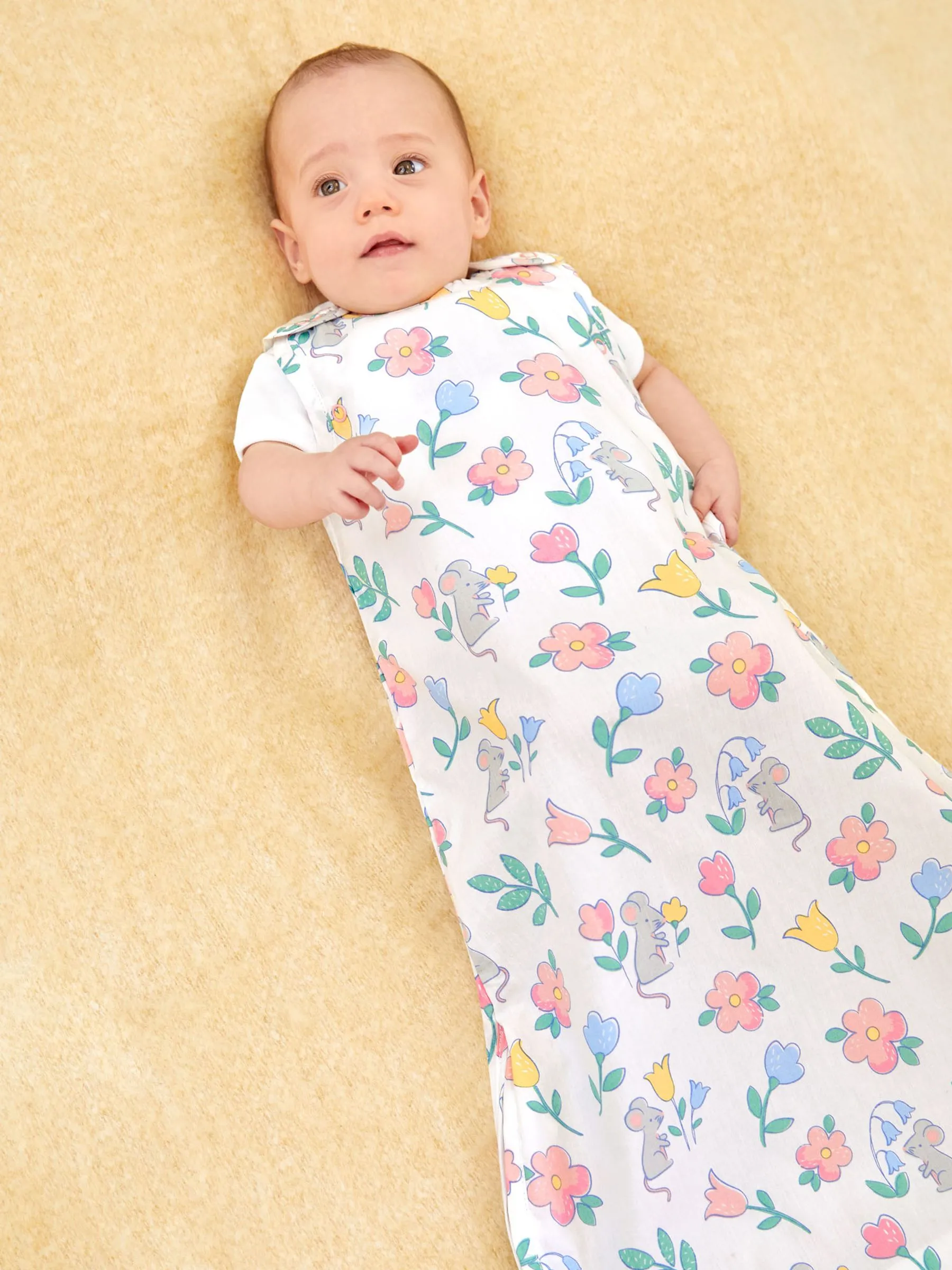 Pink Mouse Floral Print 1 Tog Baby Sheet Sleeping Bag