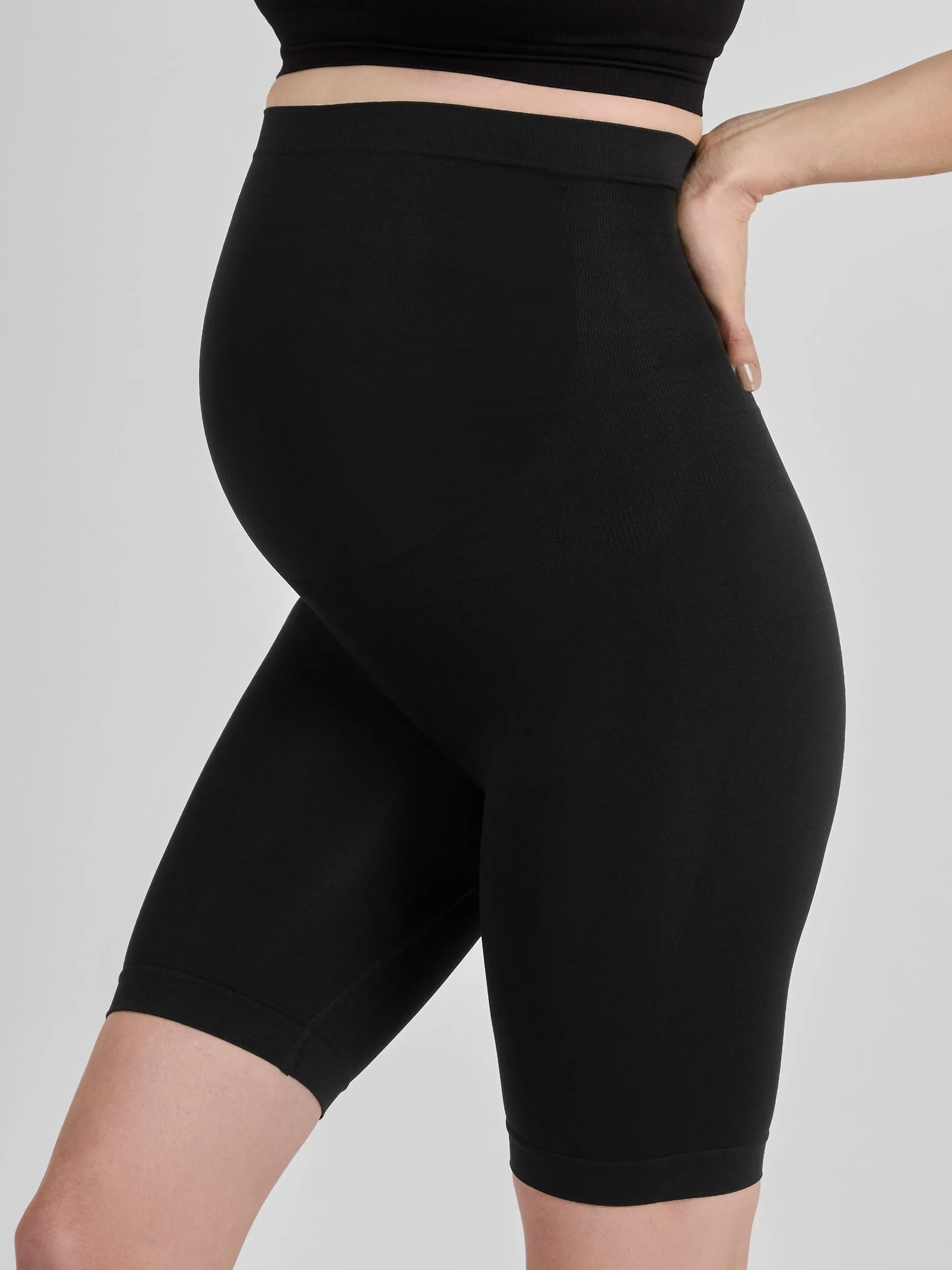 Black Maternity Dual Support Shorts