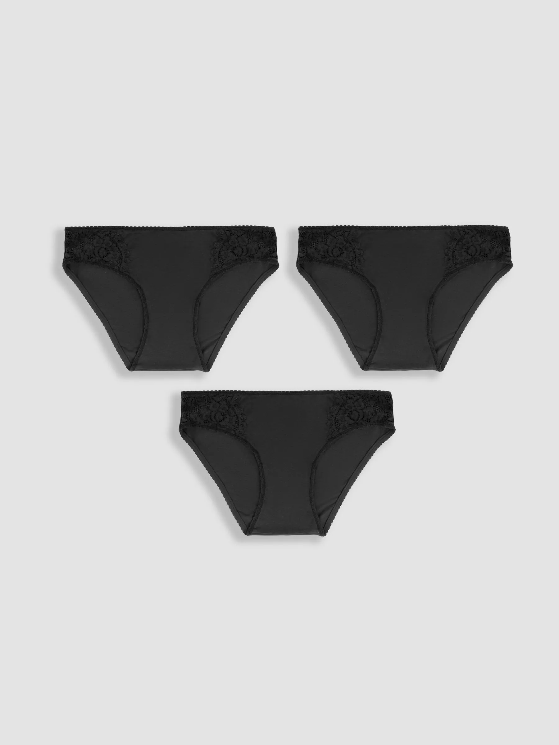 Black 3-Pack Lace Trim Maternity Knickers