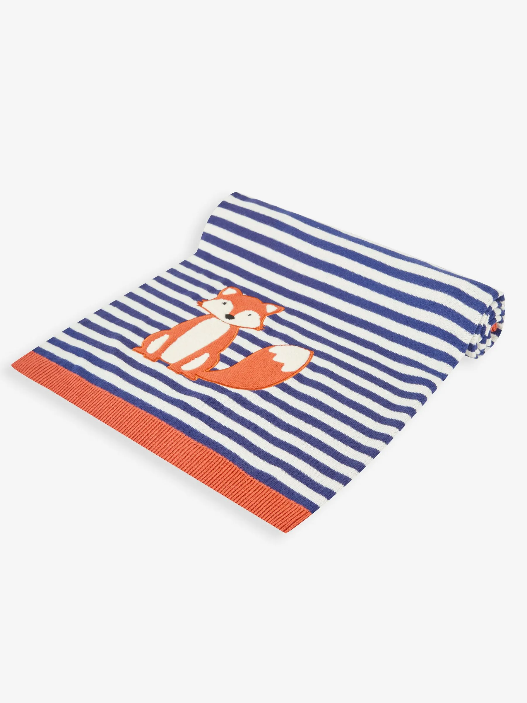 Navy Stripe Fox Appliqué Shawl