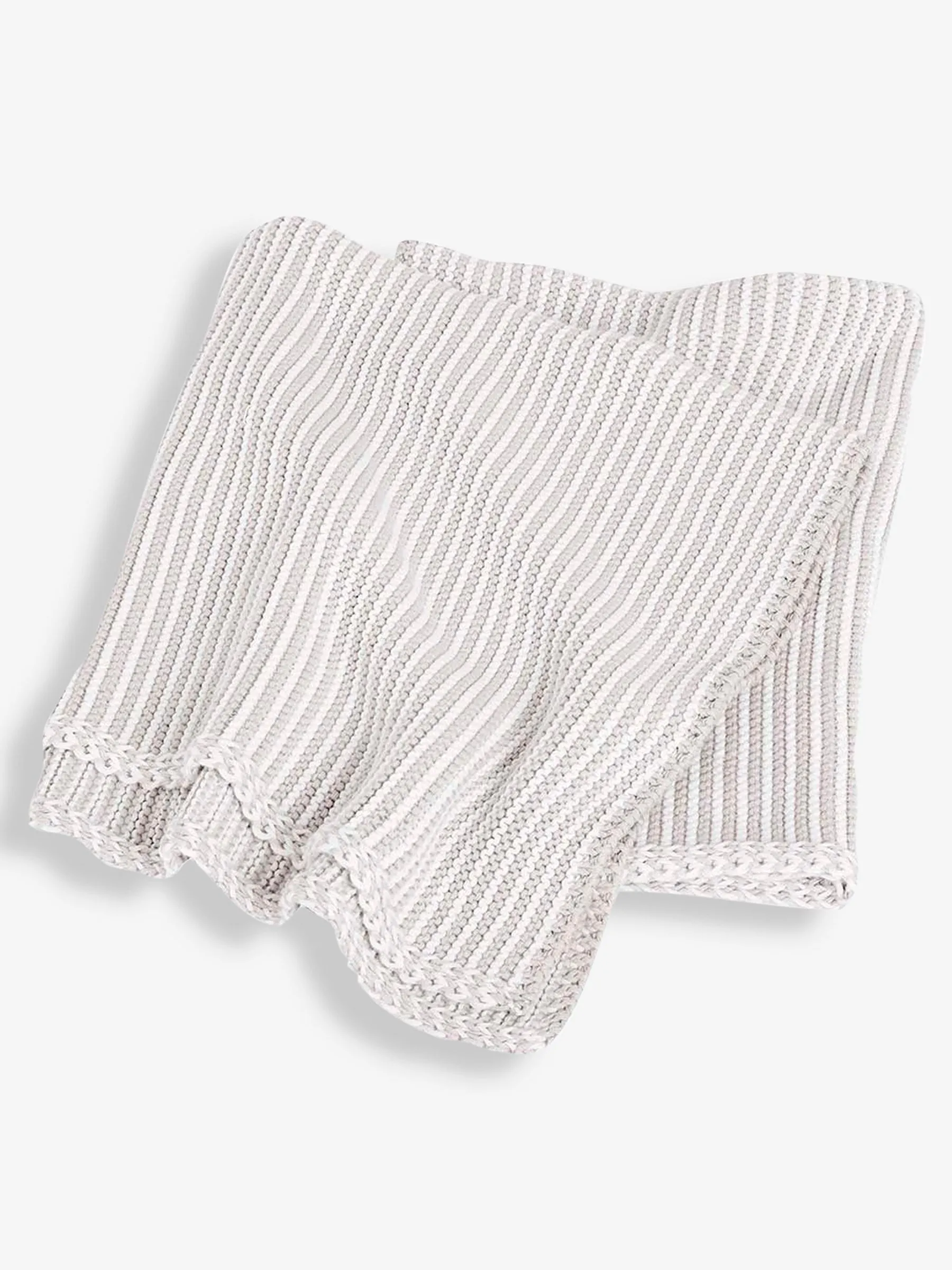 Knitted Stripe Blanket in Grey