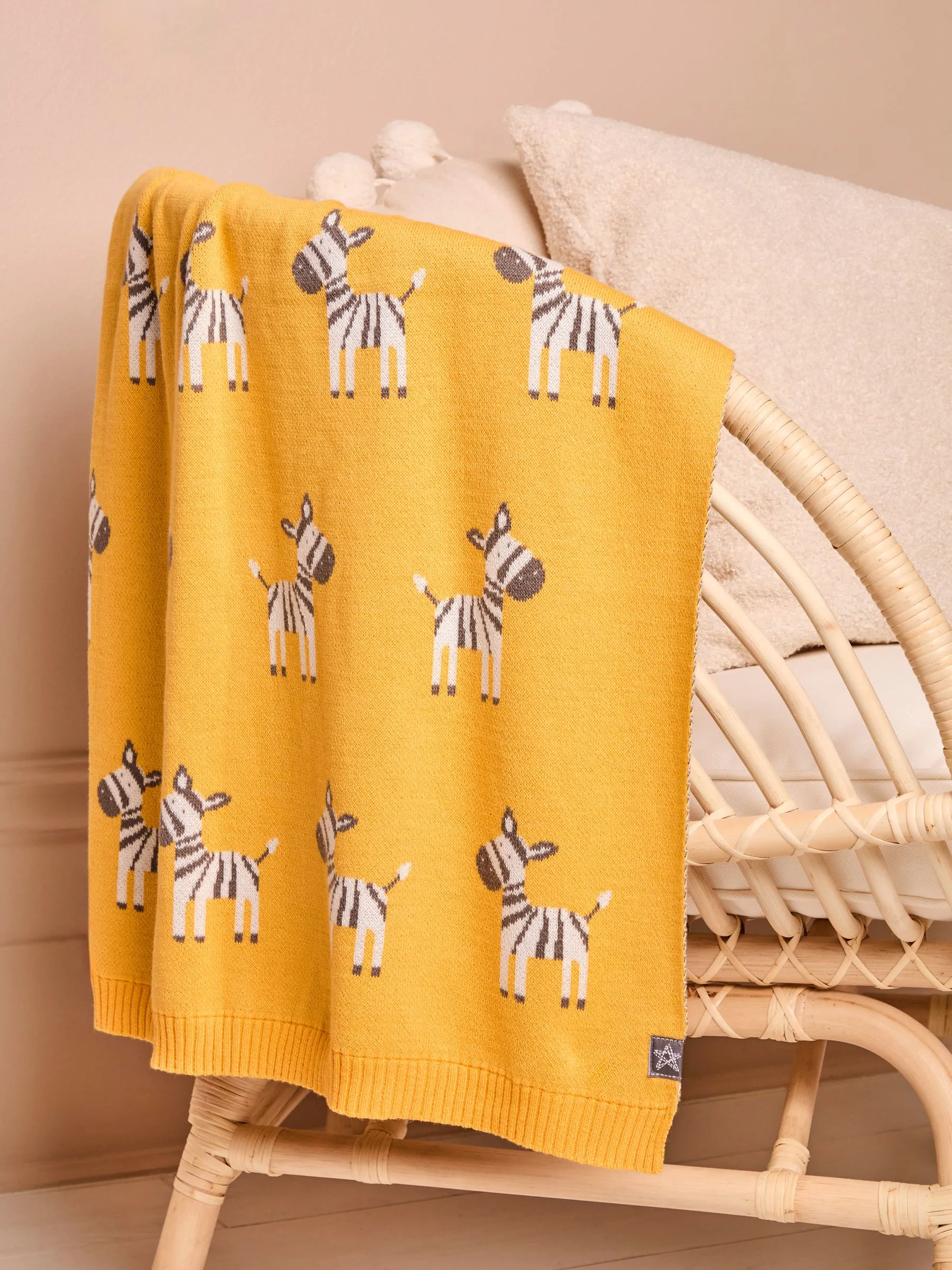 Mustard Zebra Knitted Shawl