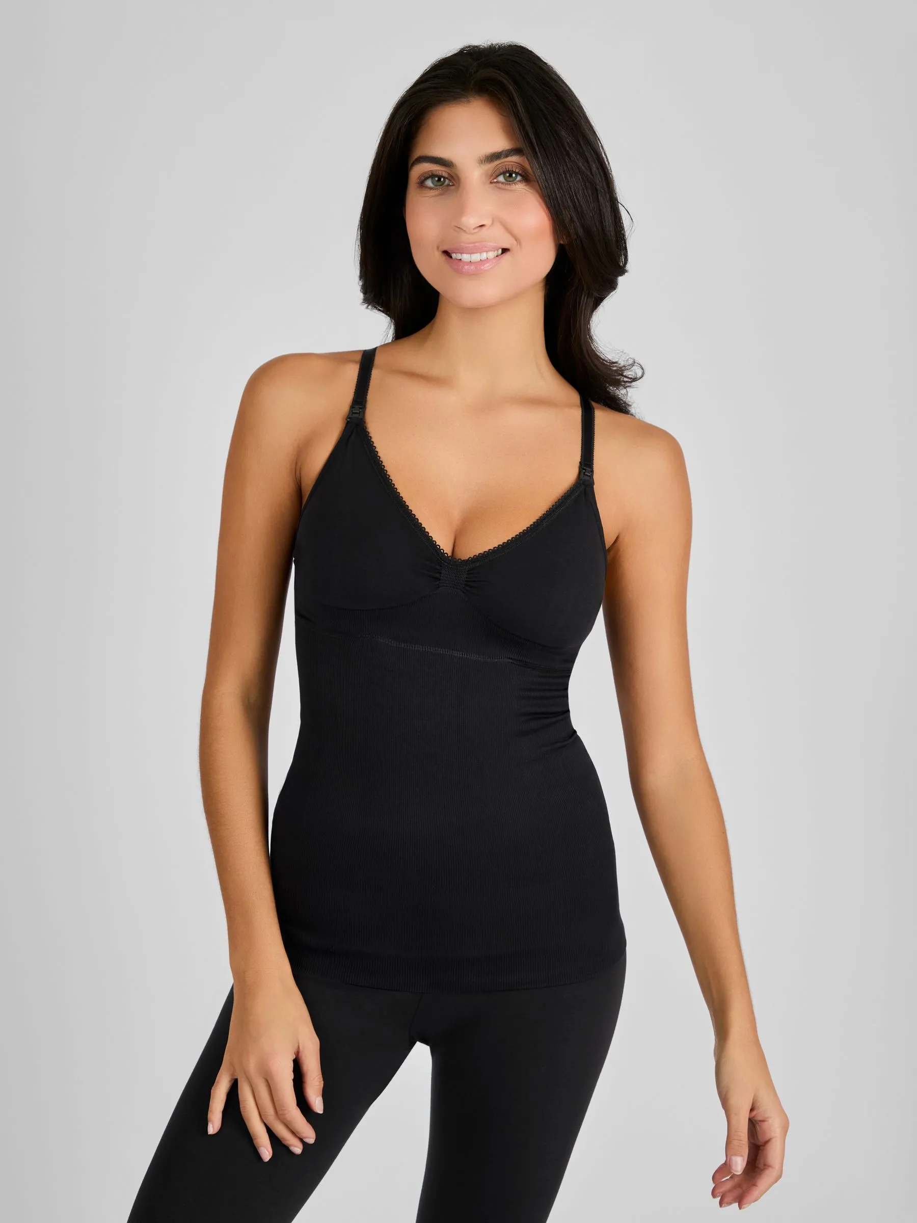 Black Seamless Postnatal Support Nursing Vest