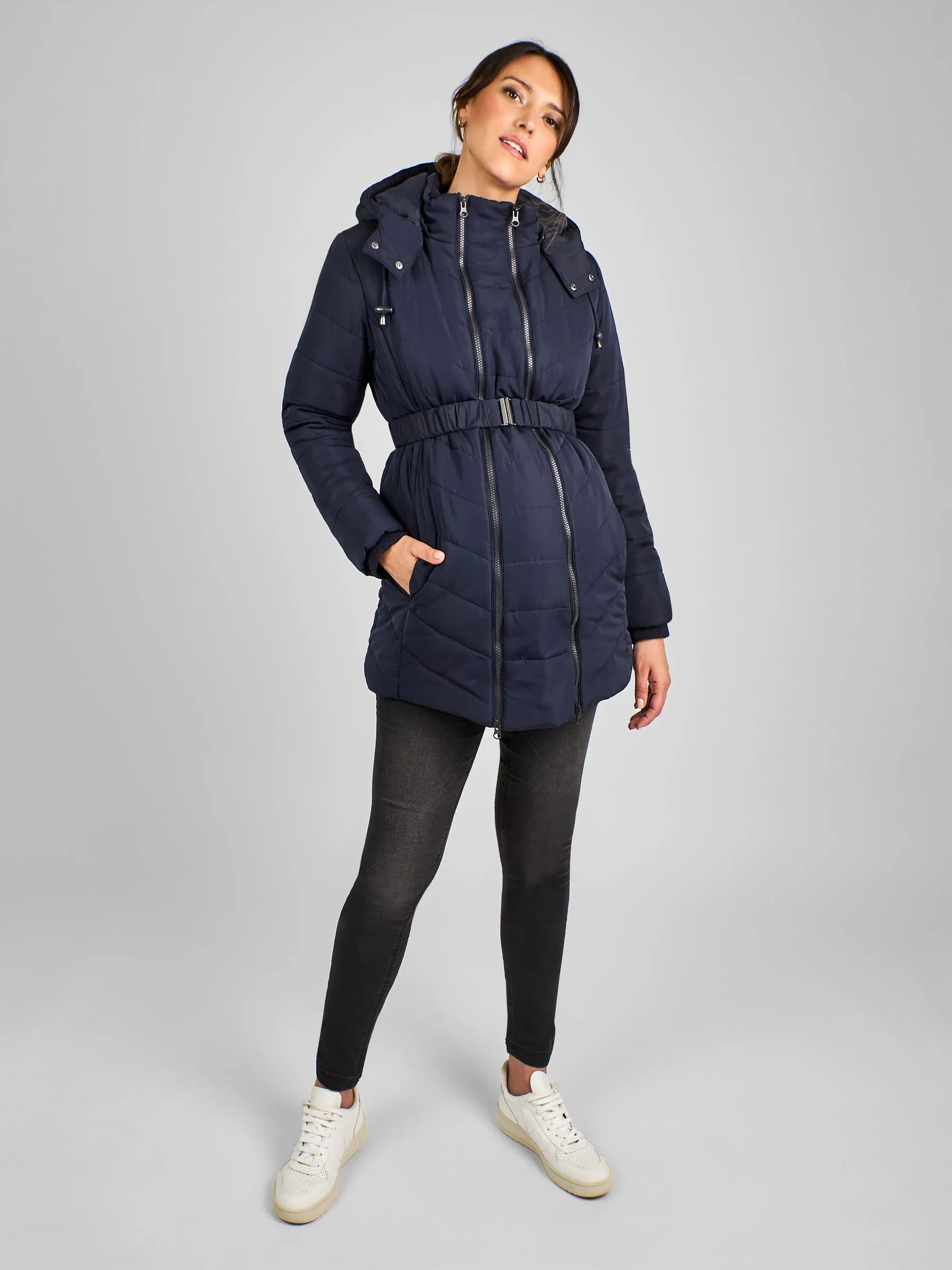 Navy Blue 2-in-1 Maternity Puffer Jacket