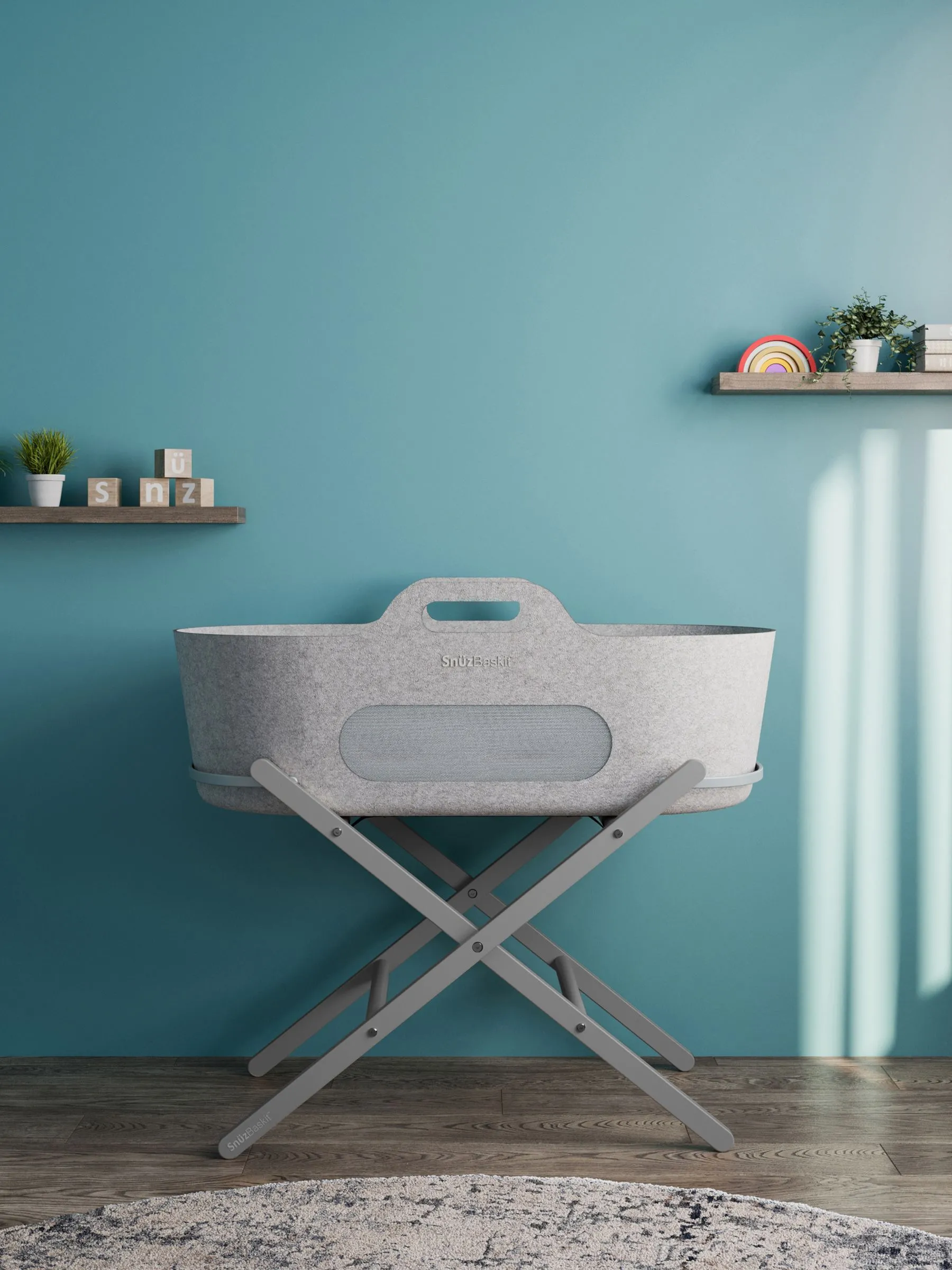 Snuz Light Grey SnuzBaskit Moses Basket & Stand Set