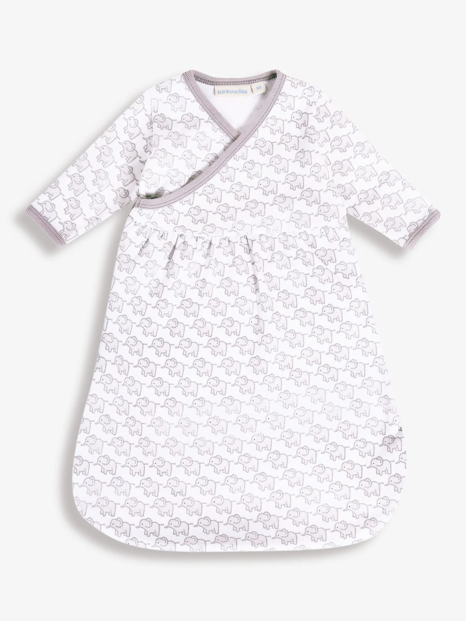 Elephant Print Newborn Sleepy Sac in Grey