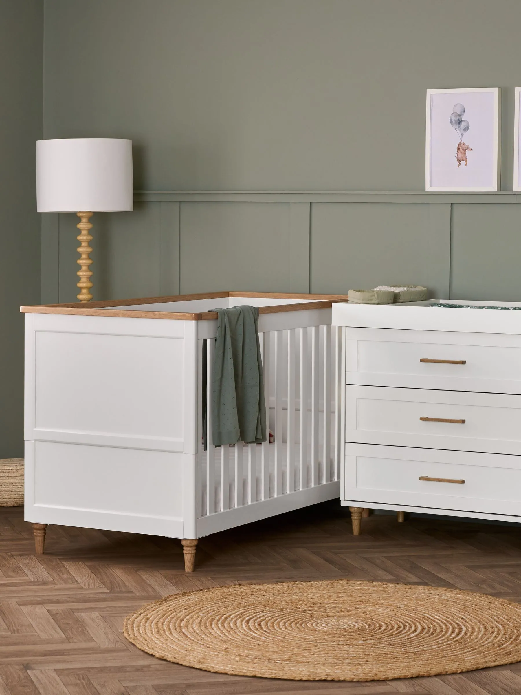 Obaby White with Natural Orla 2 Piece Nursery Furniture Set