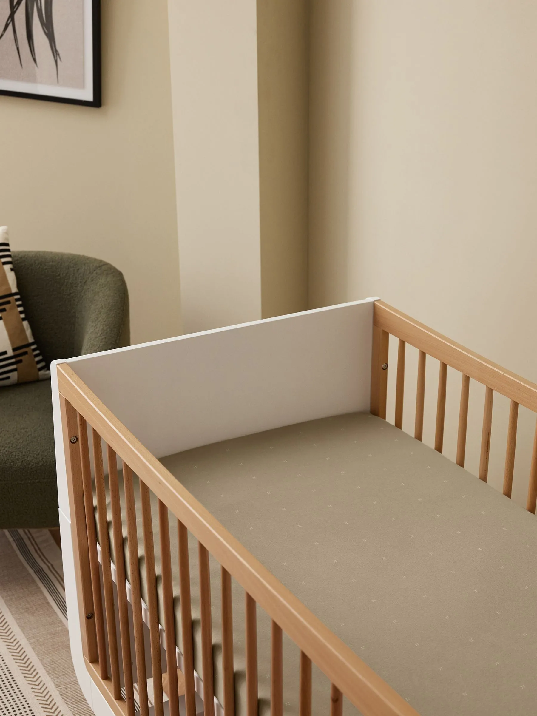 Snuz Sage Cross Twin Pack Cotbed Sheets