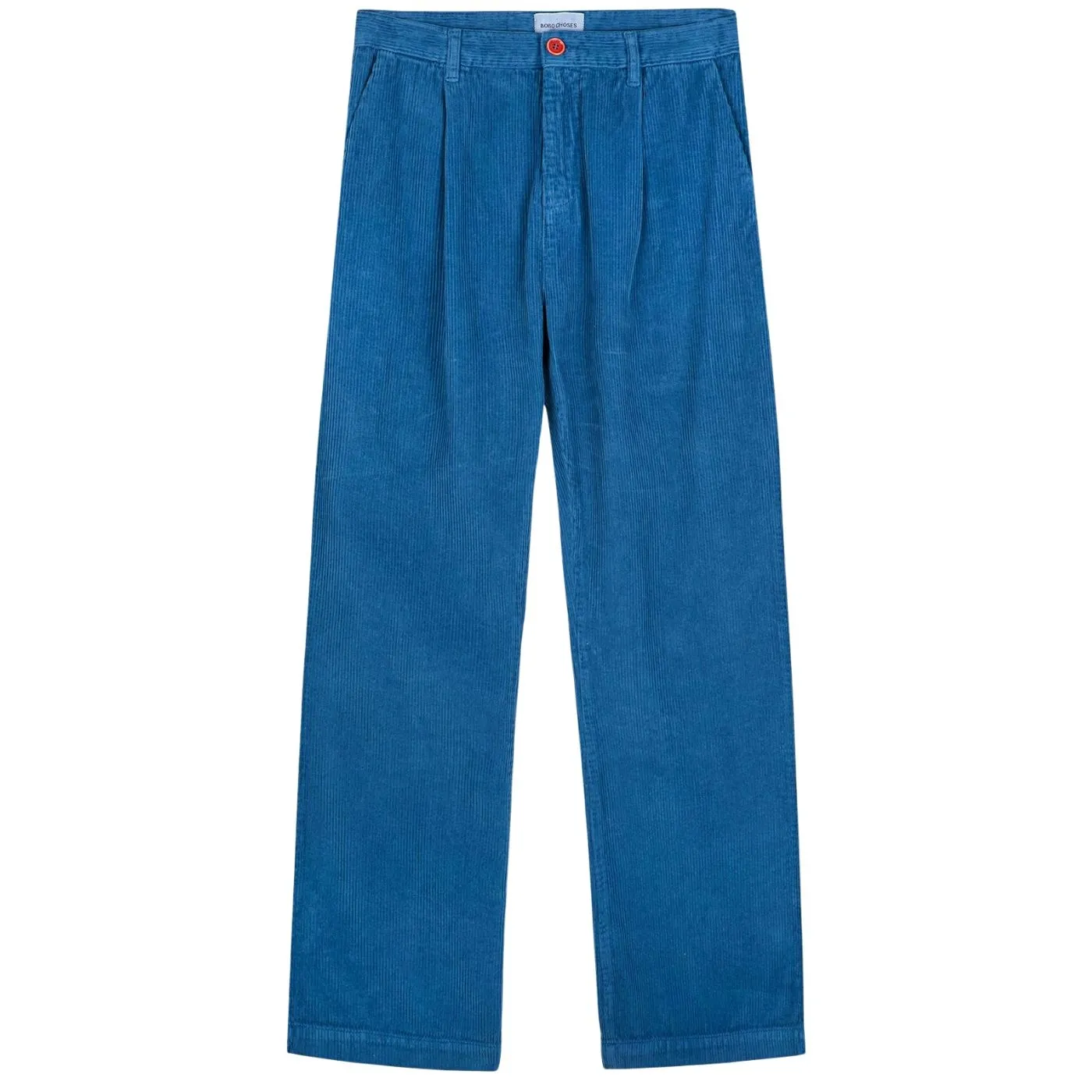 Blue Pleated Corduroy Pants