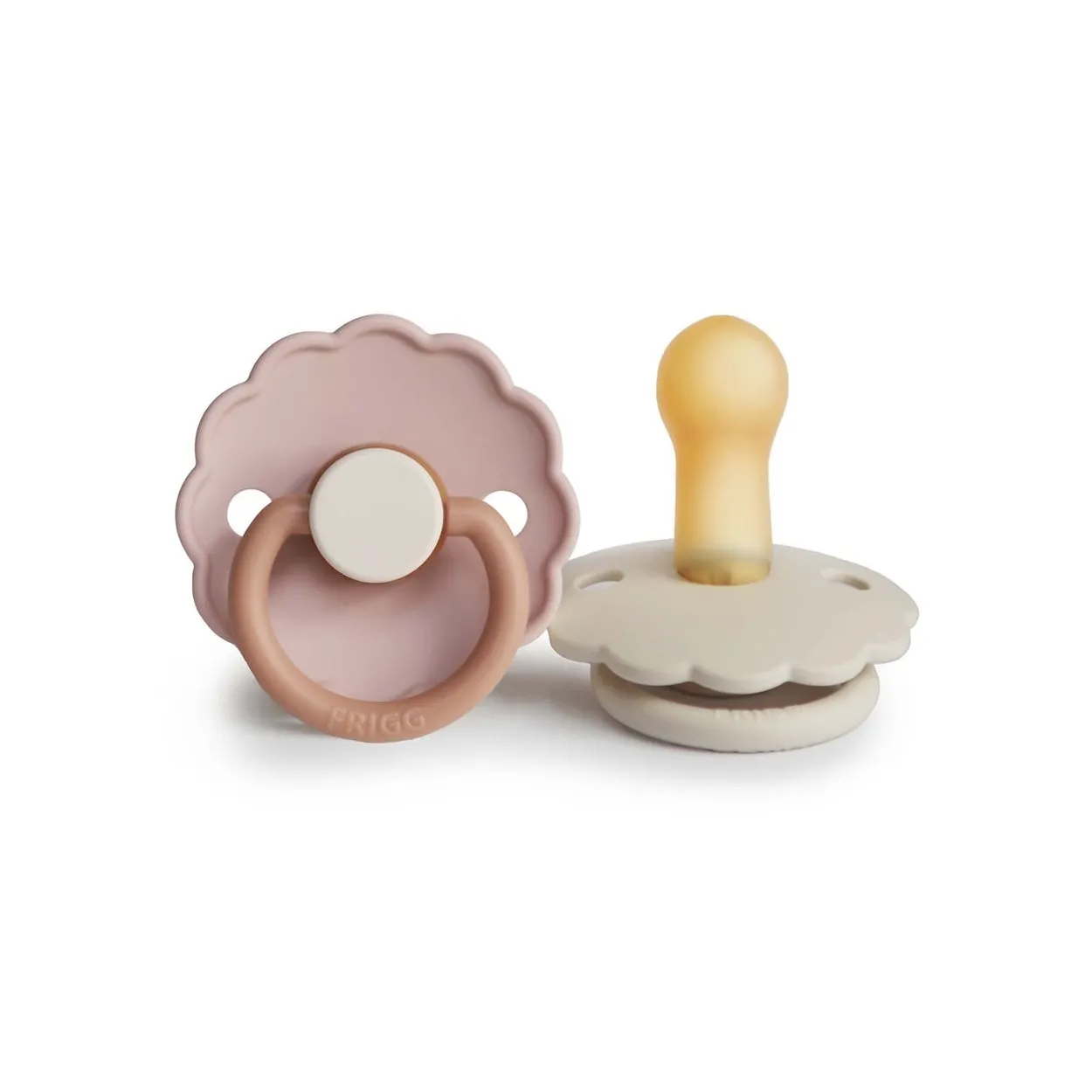 2-Pack Night Daisy rubber pacifiers Biscuit/Cream