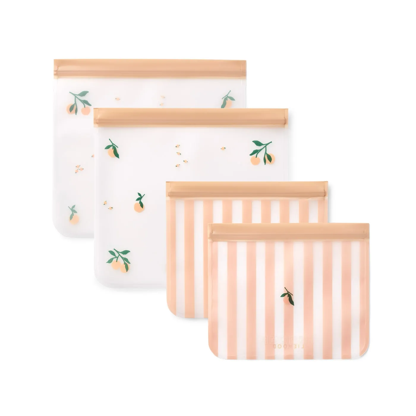 Rebus Reusable Food Bags 4-Pack Peach / Sea shell