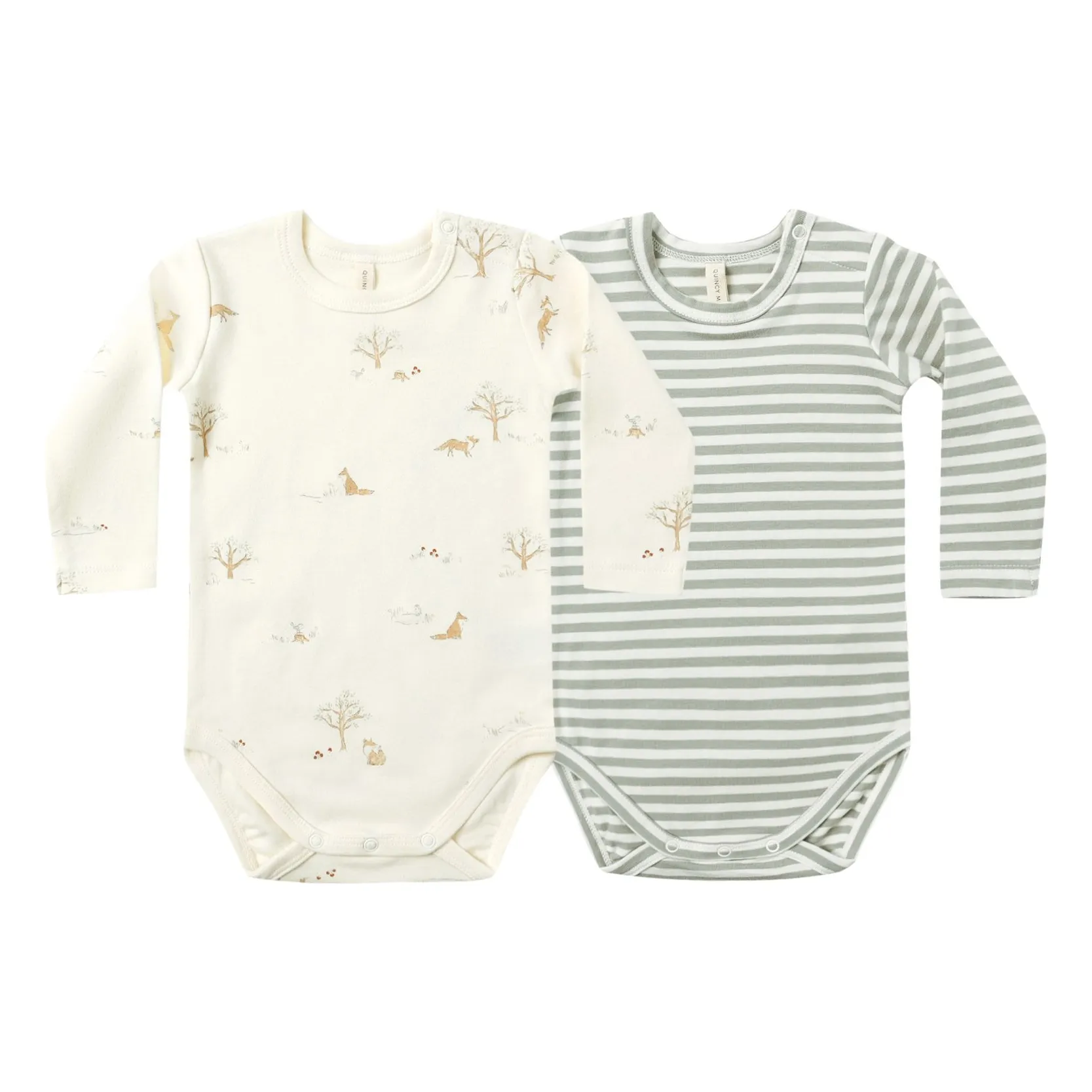Quincy Mae Set of 2 Organic Cotton Fox Bodies | Ivory