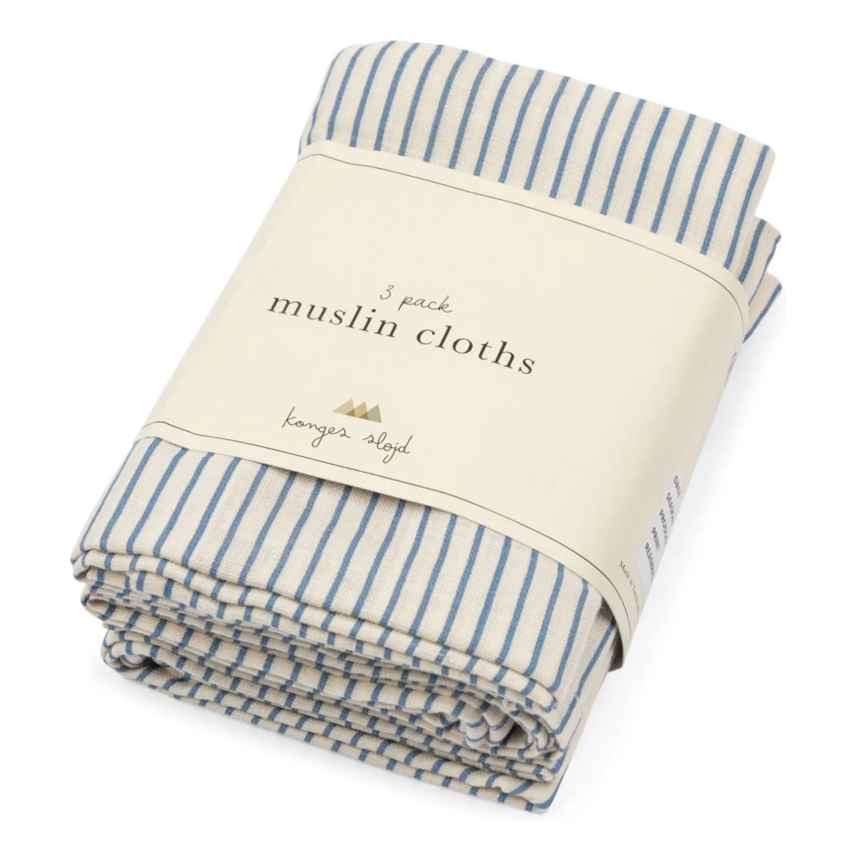 Konges Sløjd Stripes organic cotton diapers - Set of 3 | Blue