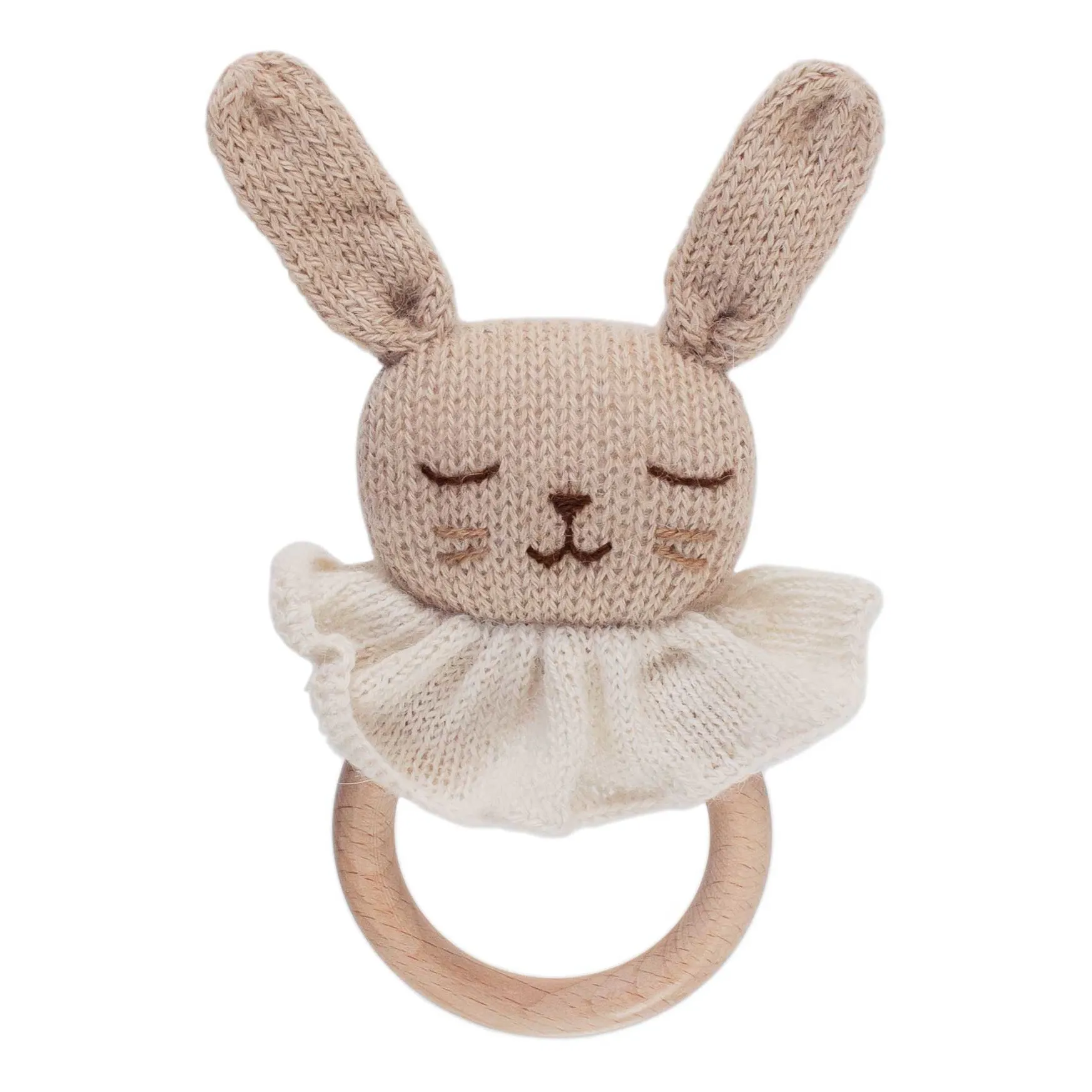 Main Sauvage Wooden Rabbit Rattle | Beige